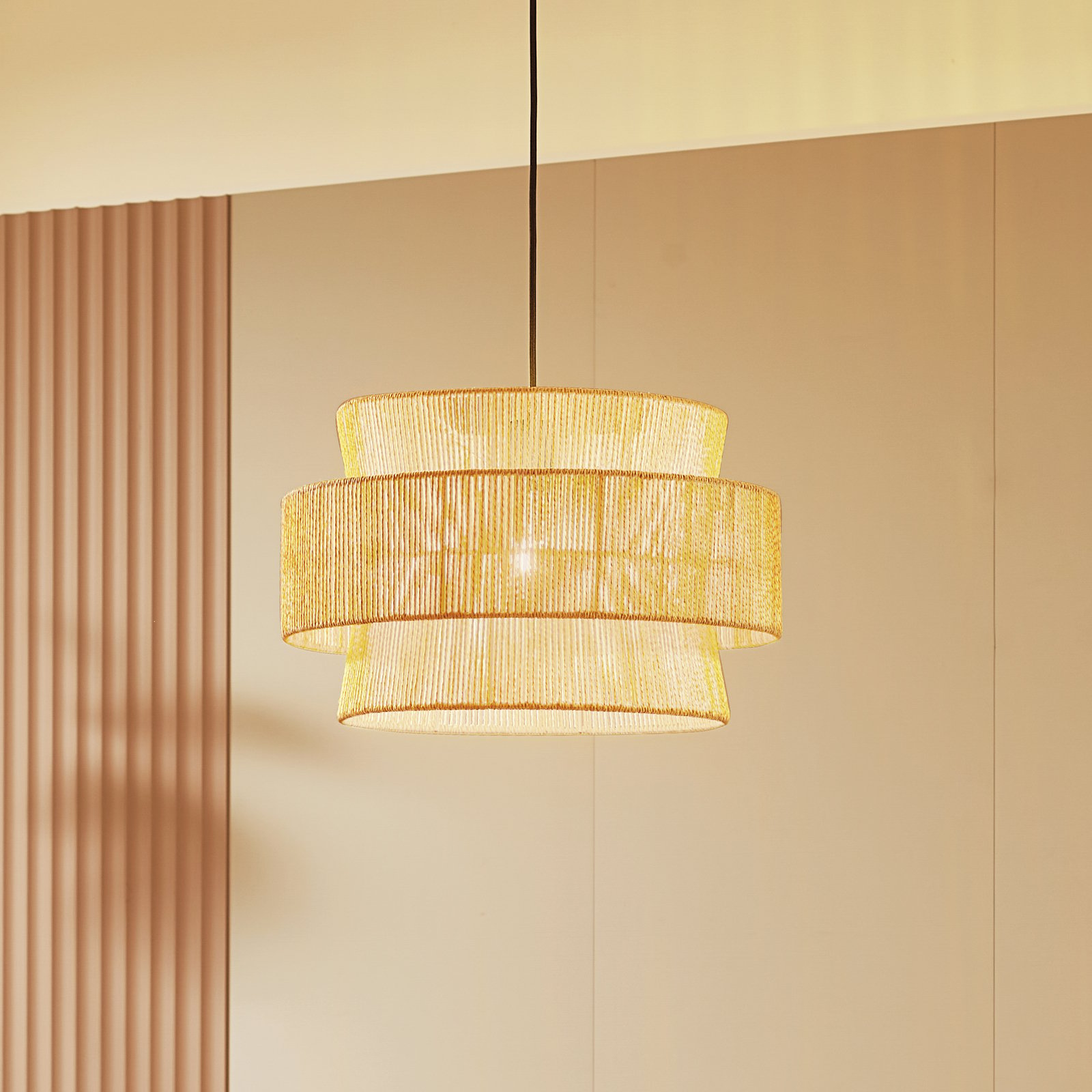 Lindby pendant light Anuva, natural, paper, Ø 45 cm