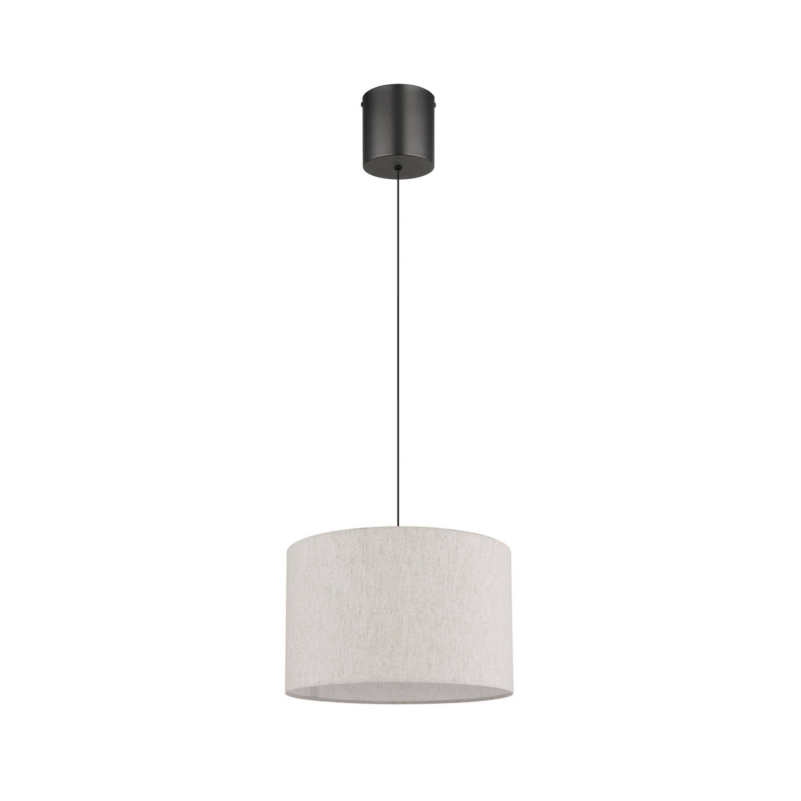 LED-Hängeleuchte Thea, creme/schwarz matt, Leinen, Ø 35 cm