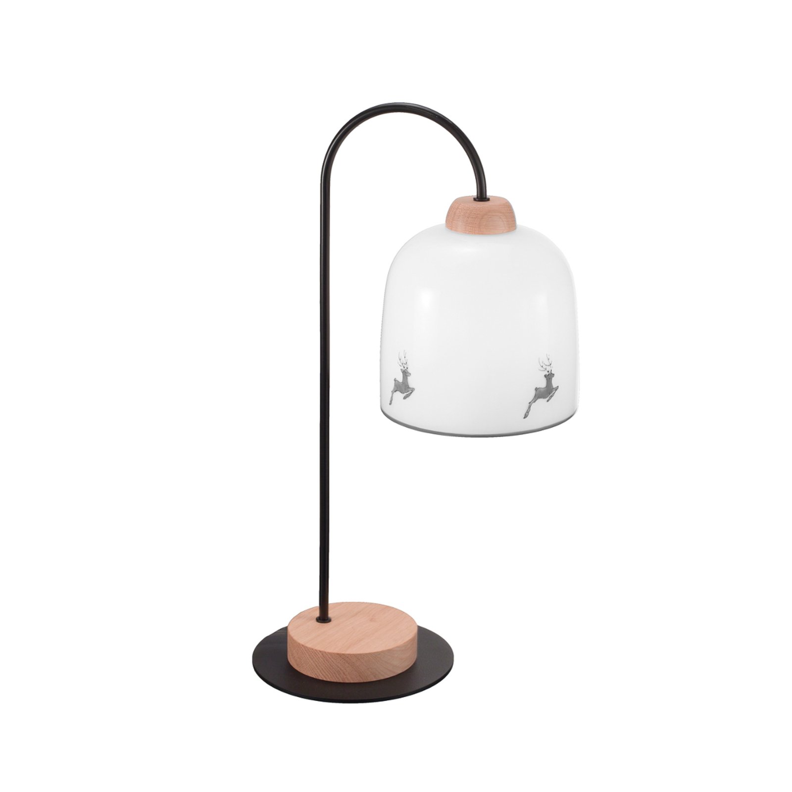 Lampada da tavolo Kolarz Chalet, bianco/grigio cervo, altezza 56 cm