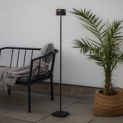 Szép LED-es újratölthető állólámpa, fekete, alumínium, IP54,