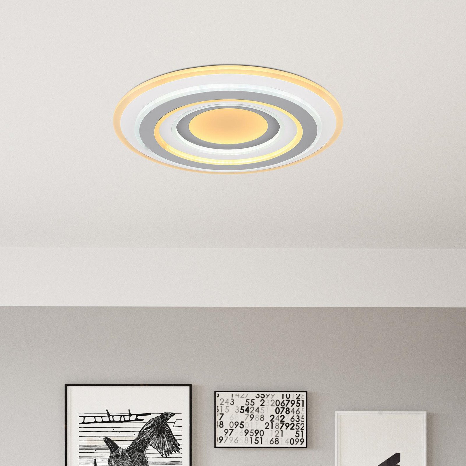 Globo Sabatino plafonieră LED Ø 48 cm alb/antracit CCT - Camera de zi / sufragerie - modern - alb antracit - Plastic