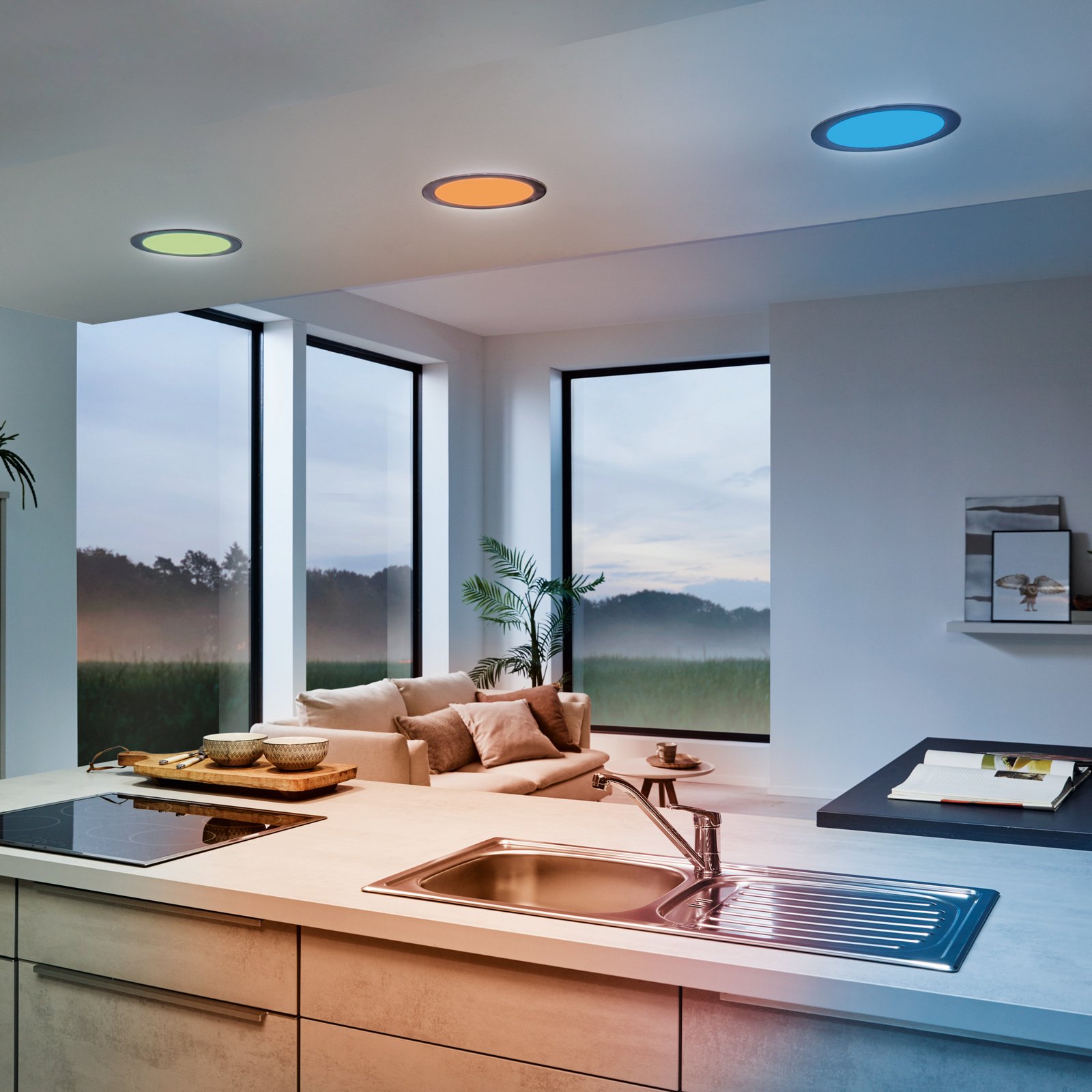 EGLO connect LED innfellingslampe Fueva-C, Ø 22,5 cm, nikkel