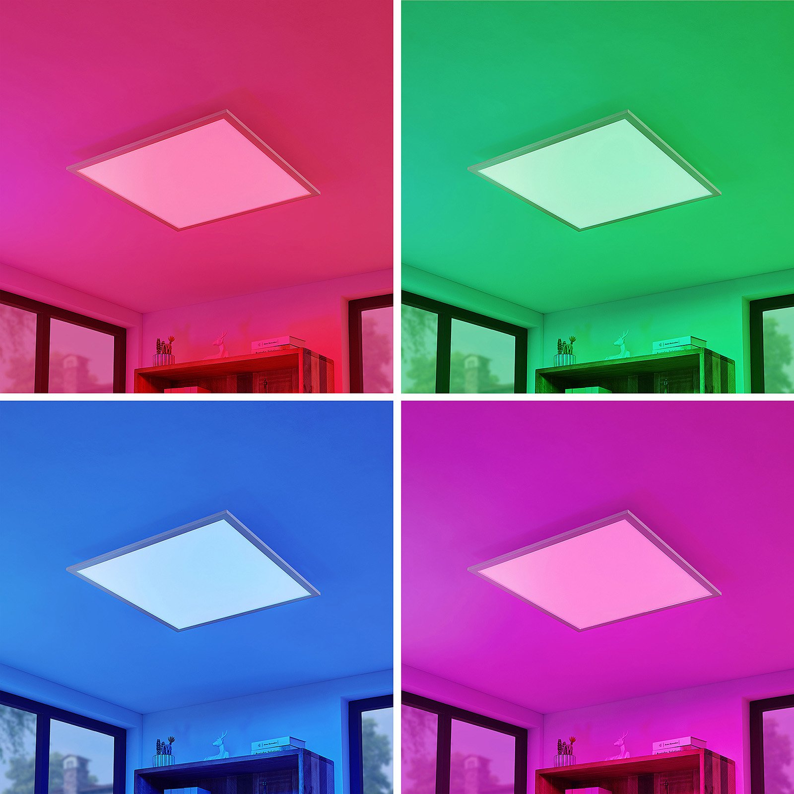 Lindby Kjetil-LED-kattopaneeli app RGB 62 x 62 cm