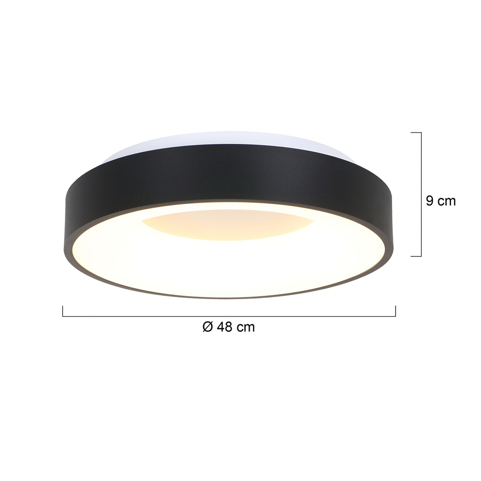 LED stropna svjetiljka Ringlede 2.700 K Ø 48 cm crna