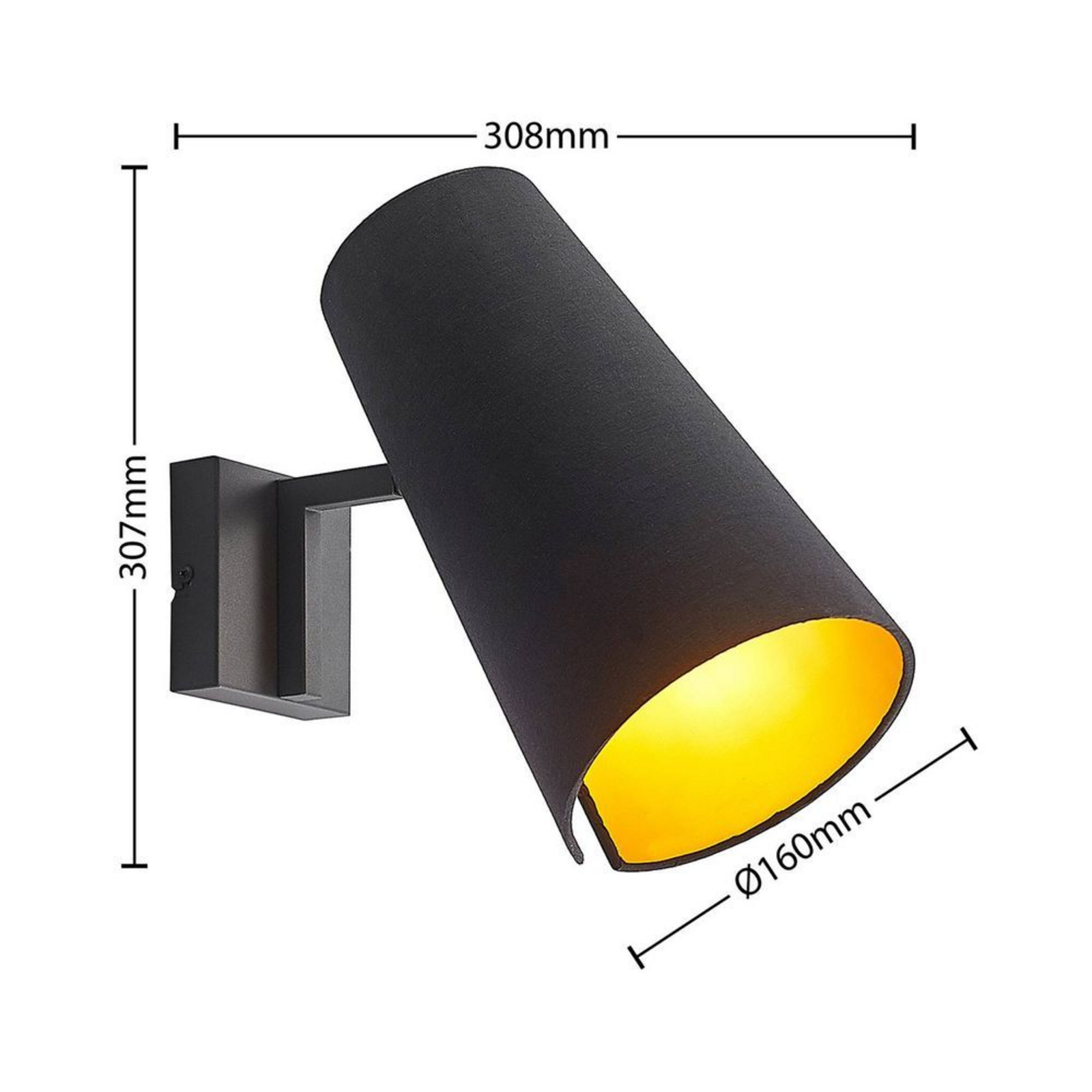 KemoniWall Lamp Black/Gold - Lucande