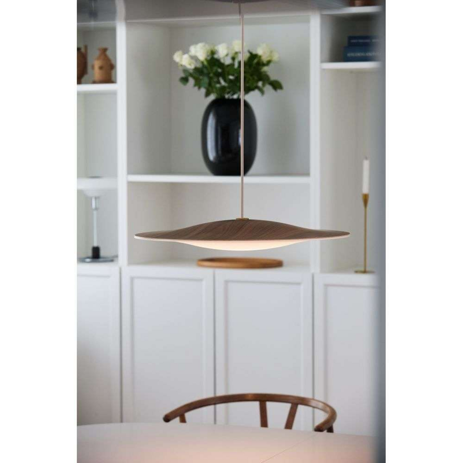 Sinus-Wood 550P LED Pendant Wallnut/Opal - Piet Hein