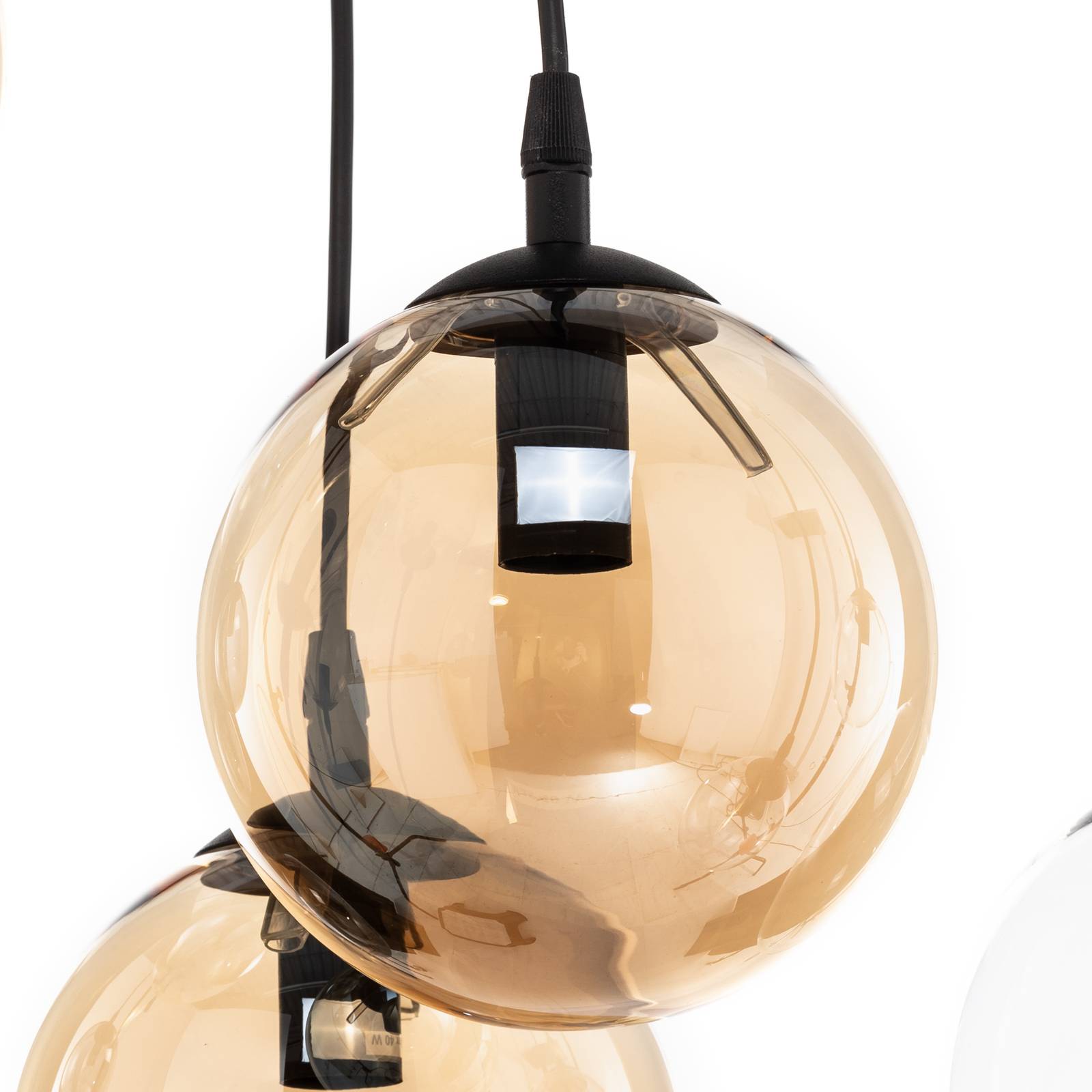 Lampa wisząca Glassy, 9-punktowa, czarny,