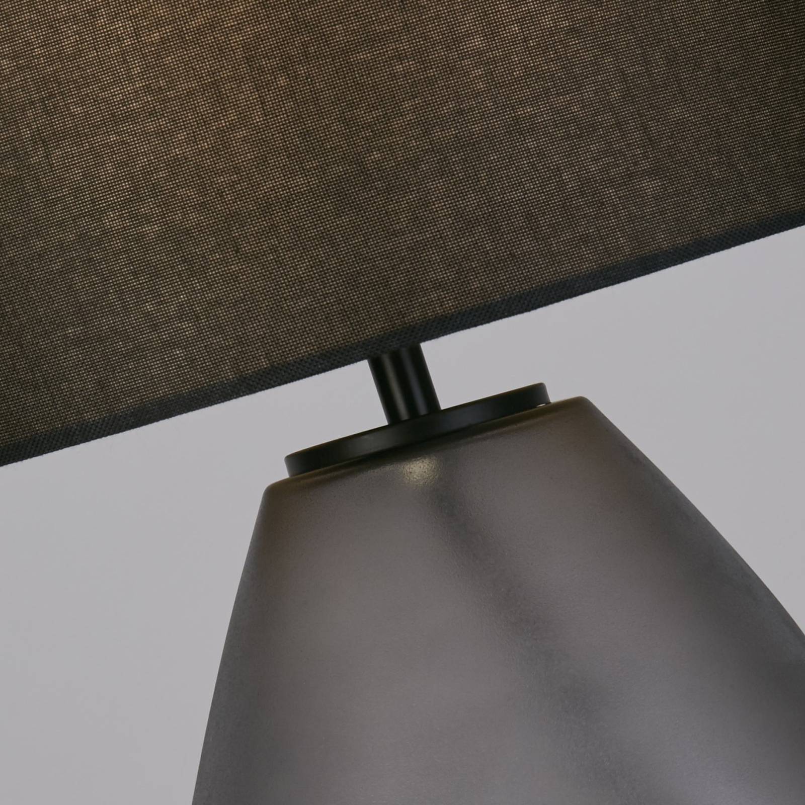 Lampa stołowa Devon, czarny/dymny szary Wysokość 44,5 cm tkanina/szkło