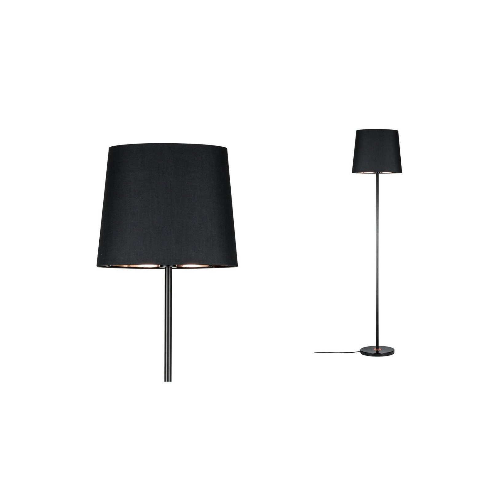 Black fabric floor lamp Enja with marble base