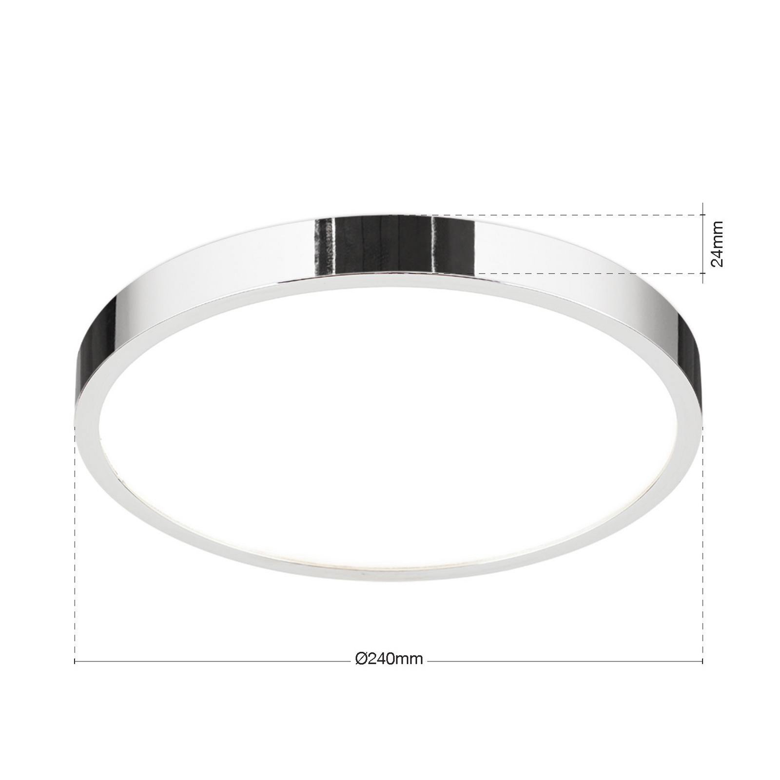 LED ceiling lamp Disc, chrome-coloured, Ø 24 cm, CCT, metal