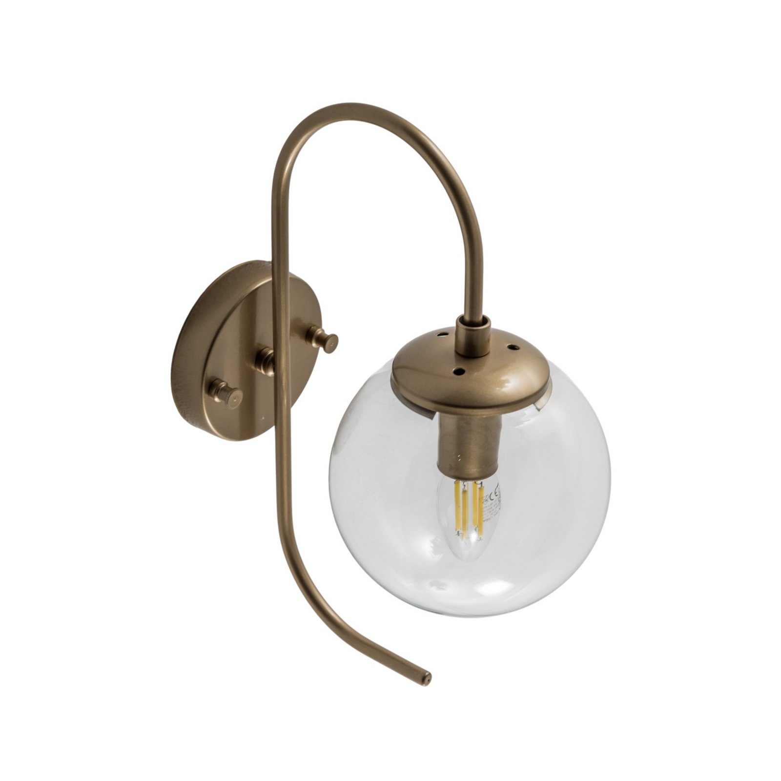 Vegglampe Jewel, gullfarget, glass, høyde 36 cm, E14