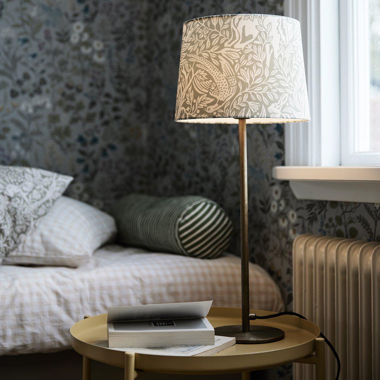 PR Home Lampă de masă cu bază Sofia Elderberry gri Ø 25cm Înălțime 58cm - Camera de zi / sufragerie - gri aur antic - Țesătură / Textil