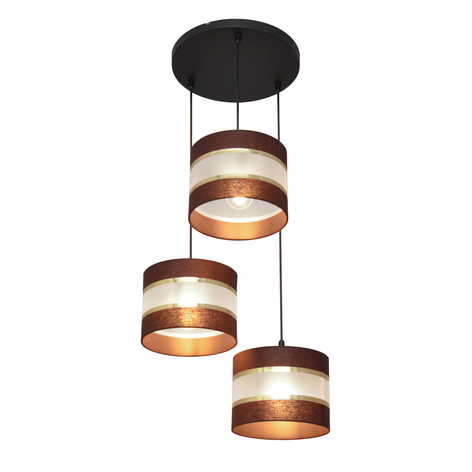 Pendelleuchte Helen rund braun-gold dreiflammig