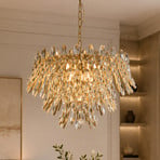 Hängeleuchte Monarch, goldfarben/klar, Glas, Metall, E14