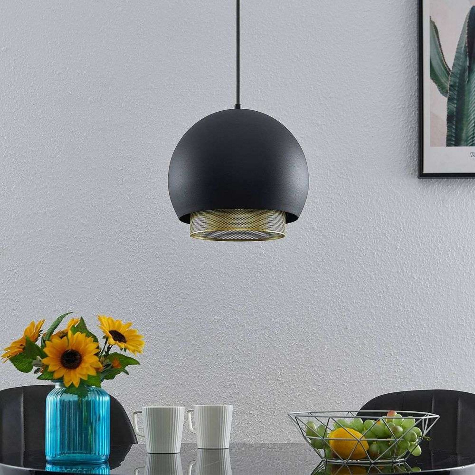 Sivaniel Lustră Pendul Ø30 Black/Gold - Lucande