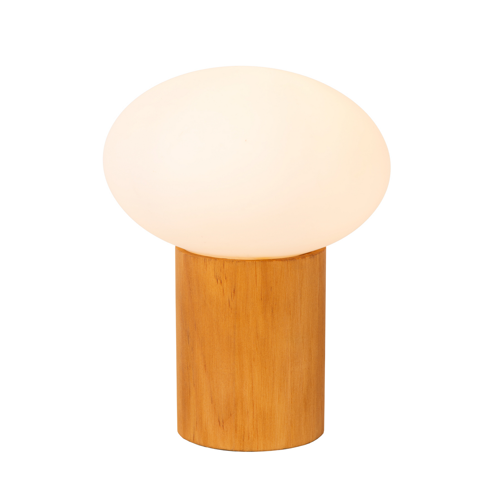 Galda lampa Birtle, augstums 23 cm, balta/gaiša koka, koks/stikls