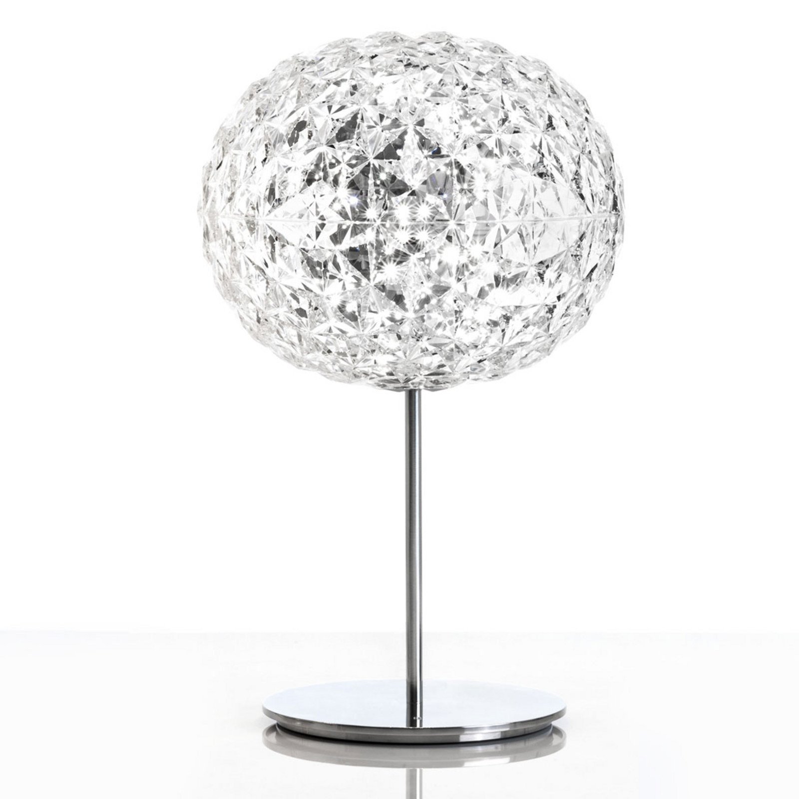 Kartell Planet lampă masă LED cu picior transp. - Camera de zi / sufragerie - design - aluminiu lucios transparent - Plastic