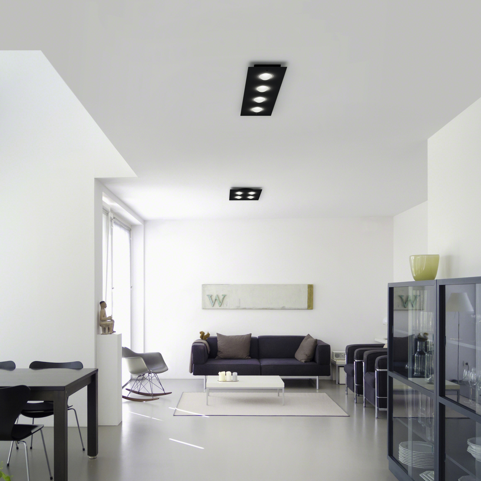 Candeeiro de teto LED Helestra Nomi 75x21cm preto escuro