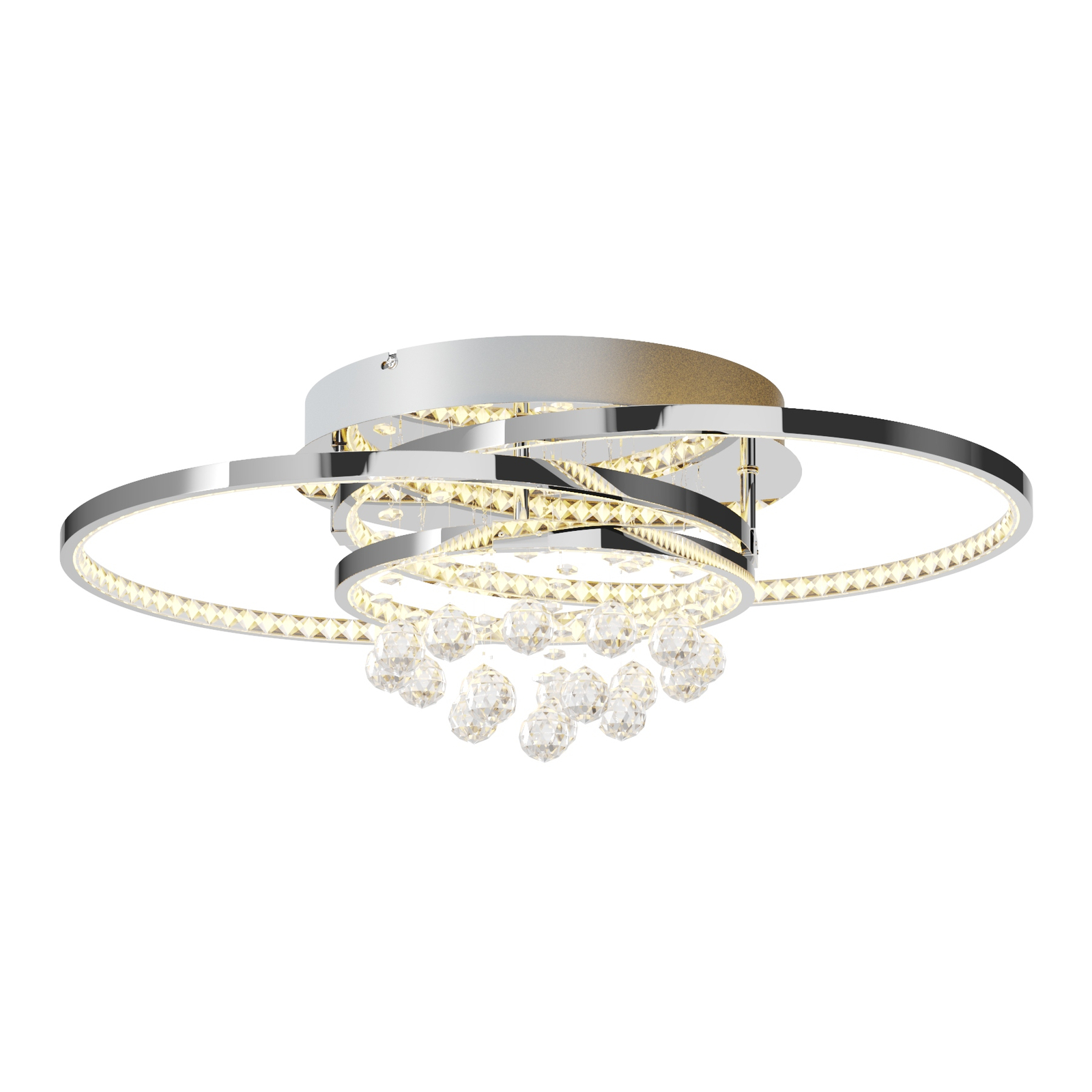 Lucande Keely LED plafondlamp kristal, 56,5 cm