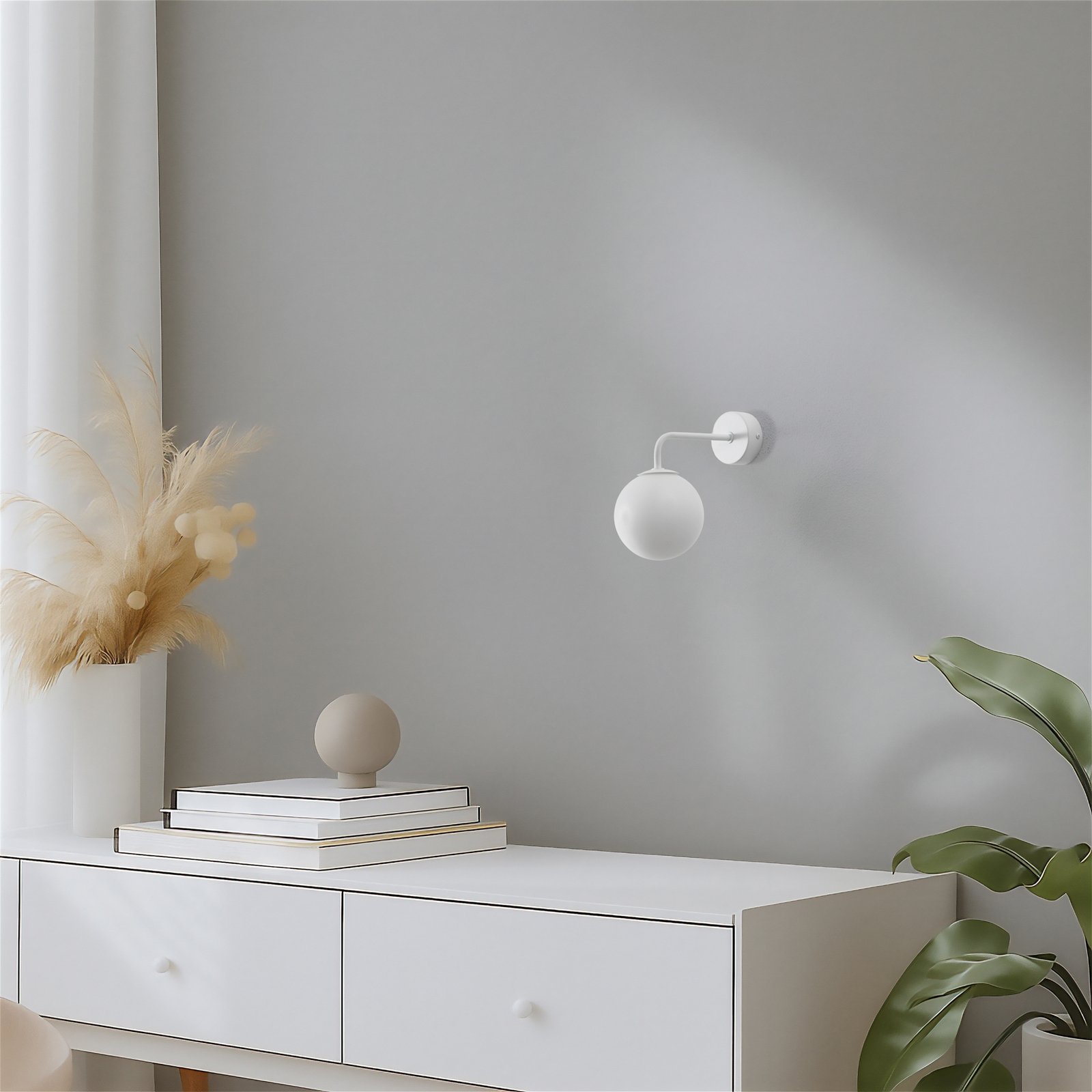 Wandlampe Astral, weiß, Ausladung 22 cm, Stahl/Glas