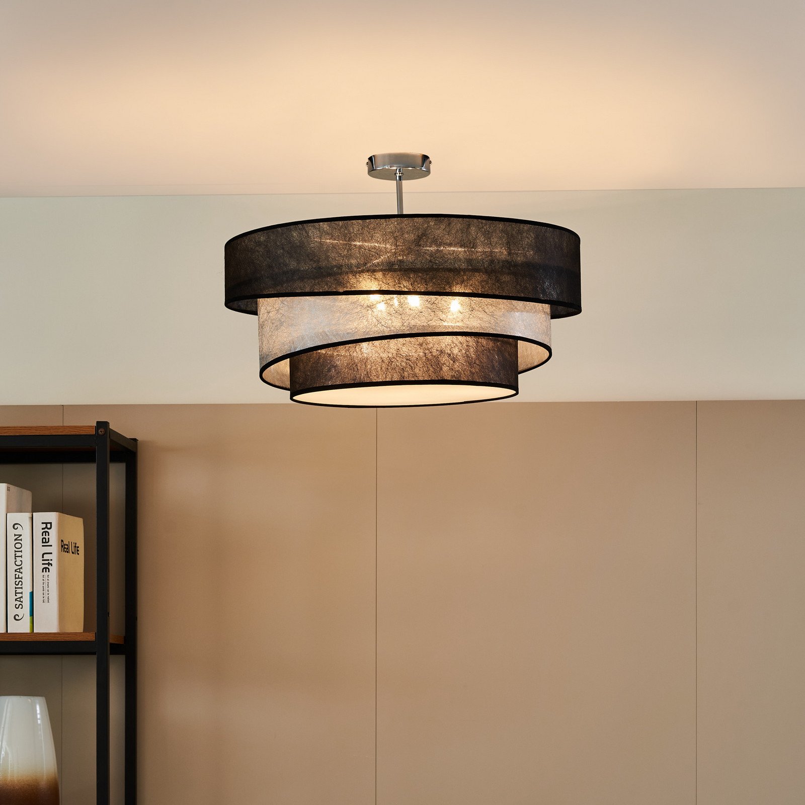 Lindby Ayvira plafonieră negru argintiu - Camera de zi / sufragerie - modern - crom negru argintiu - Metal