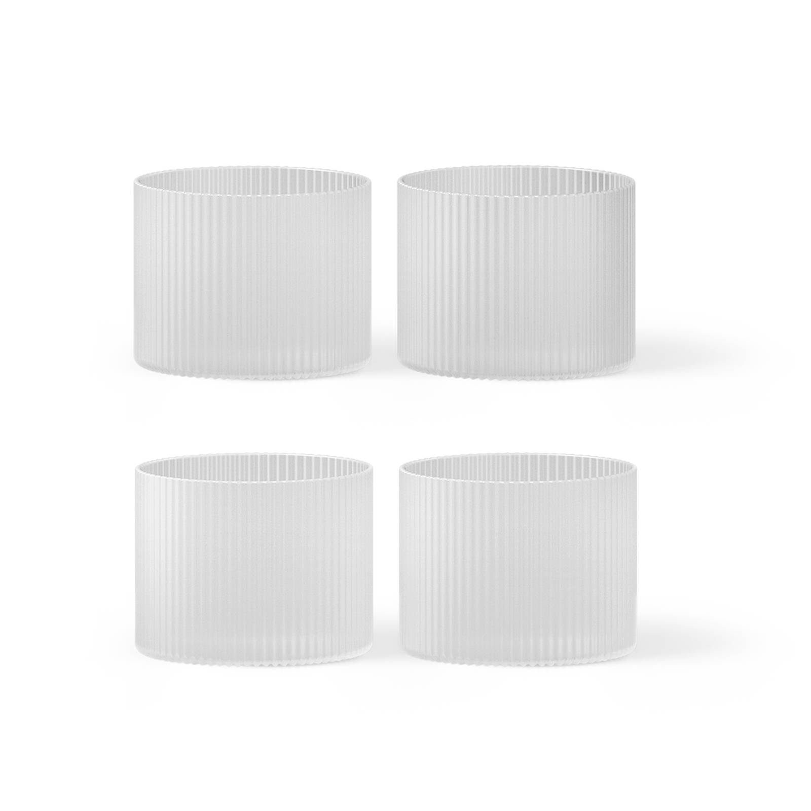 ferm LIVING Glas Ripple Low, weiß, 200 ml, Glas, 4er-Set günstig online kaufen