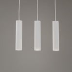 Carbon hanging light, white, length 45 cm, aluminium, 3-bulb.