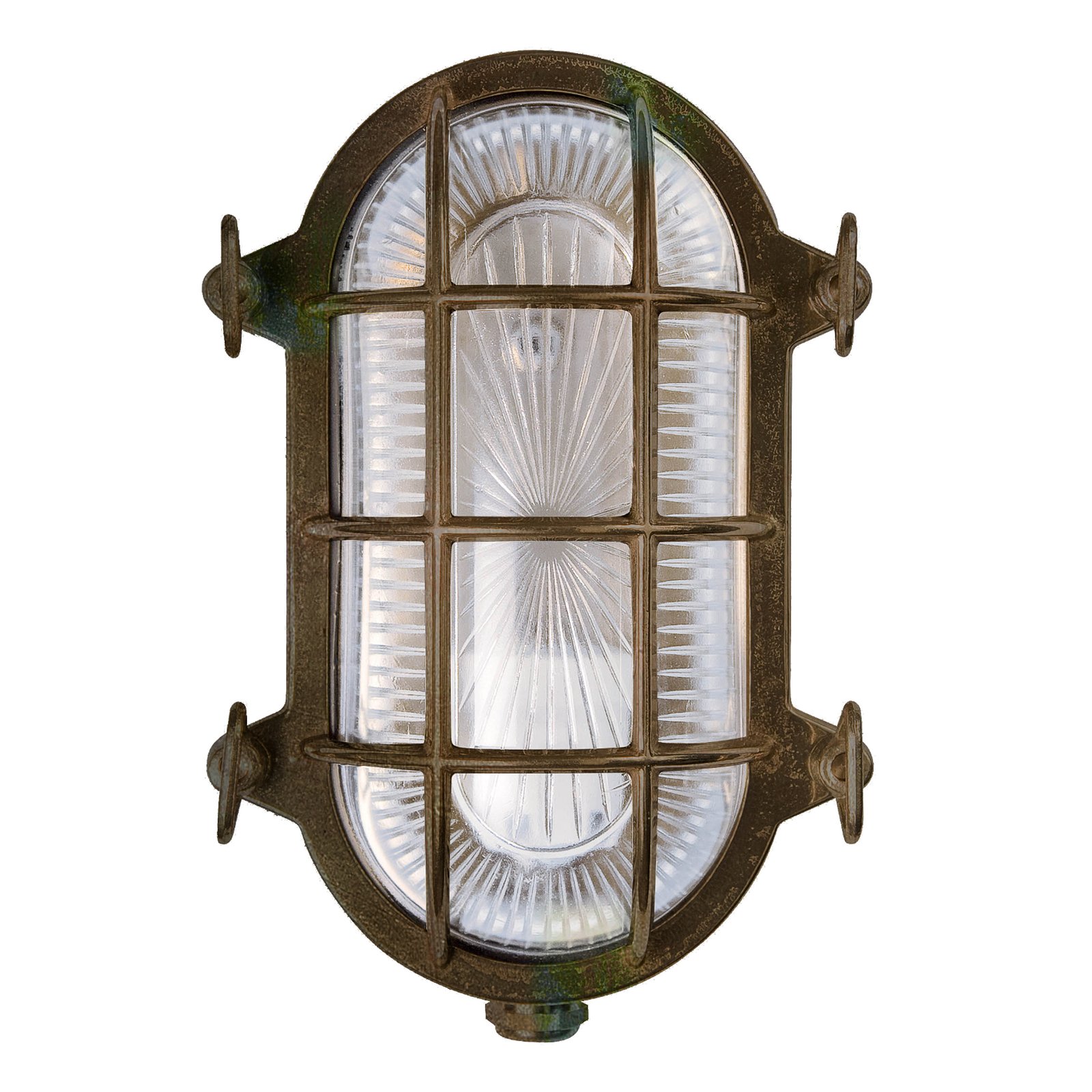 Tortuga wall lamp oval 22.5 cm antique brass/clear