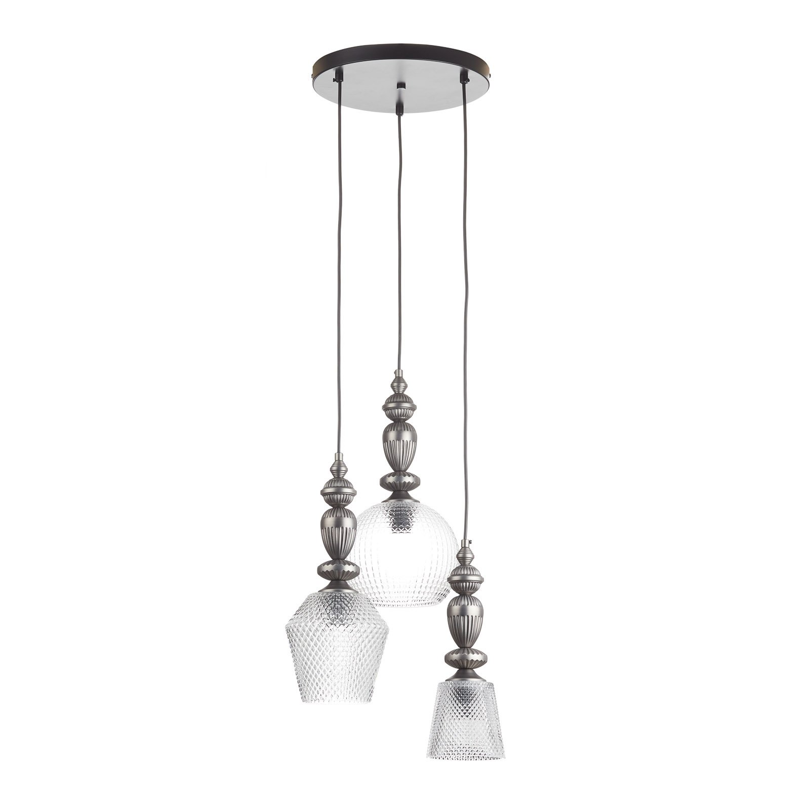 Glas-pendellampa Talisa med tre lampor