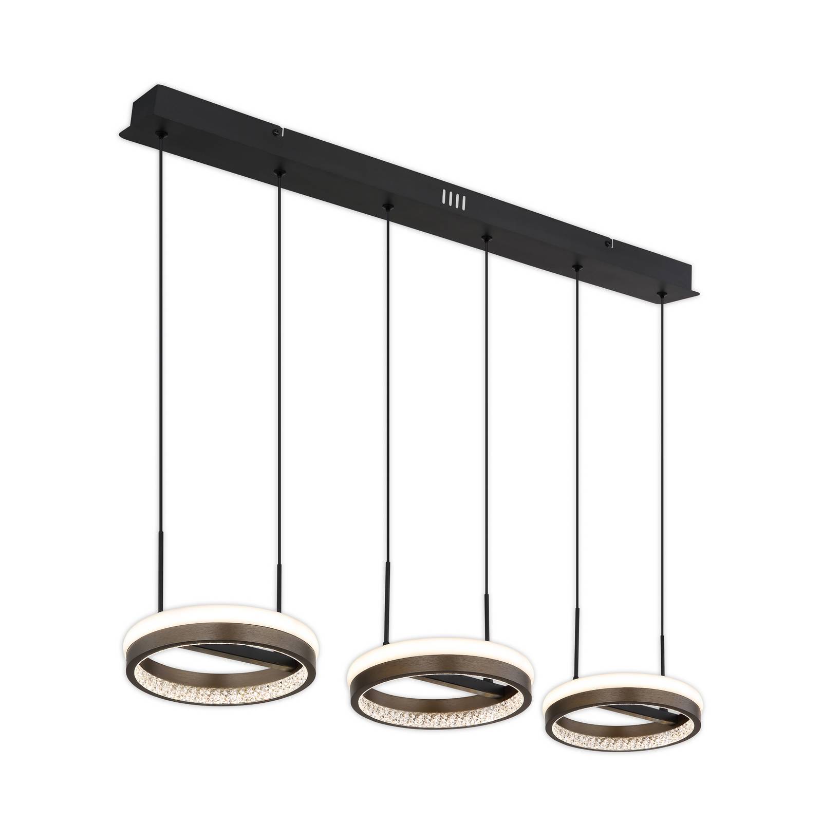 LED-Hängelampe Della, Länge 82 cm, dunkelgrau, Metall, 3-flg