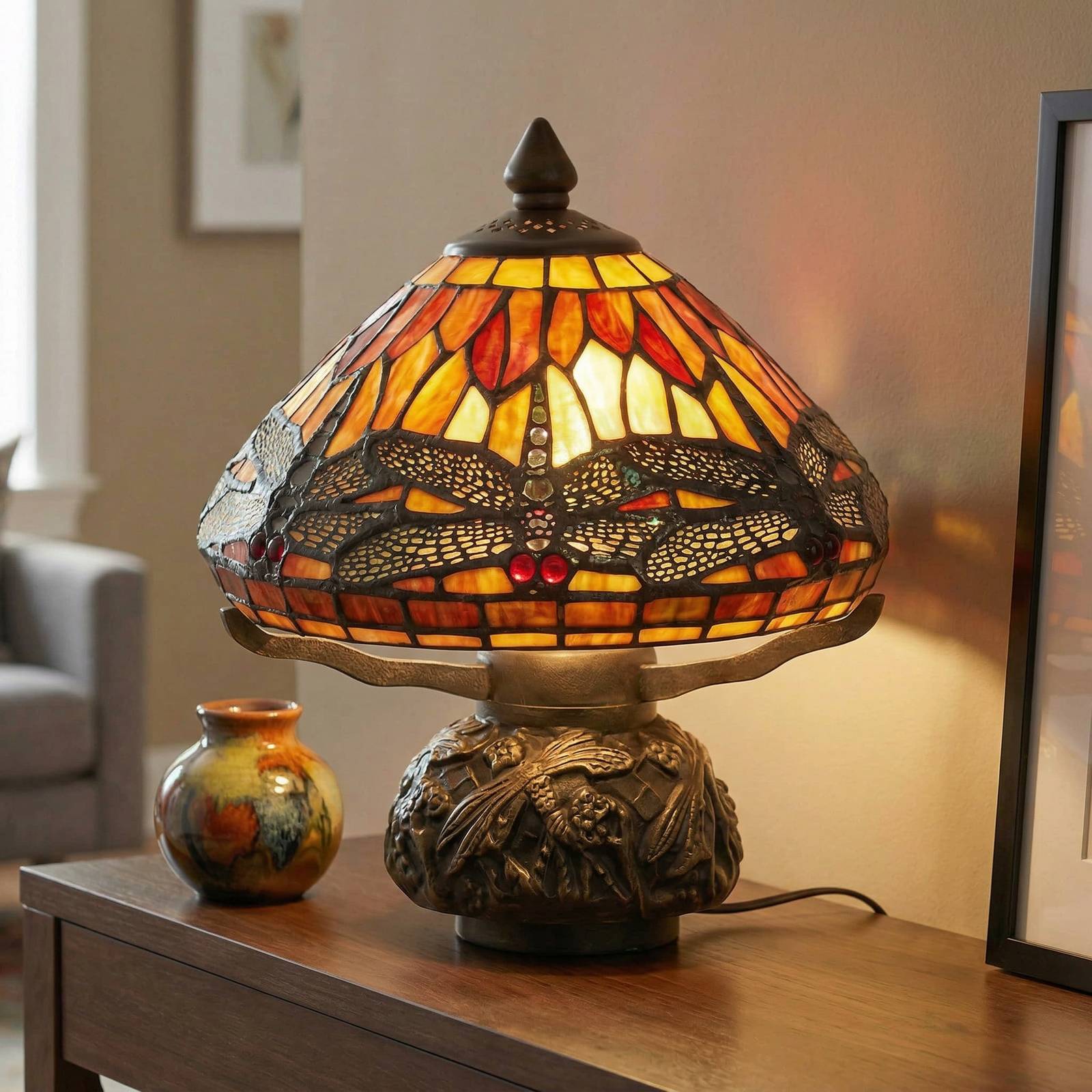 Clayre&Eef Lampe à poser Libella style Tiffany