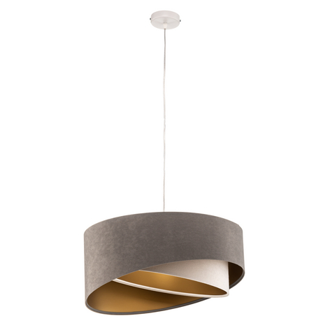 Lampada a sospensione Vivien, grigio/bianco/oro