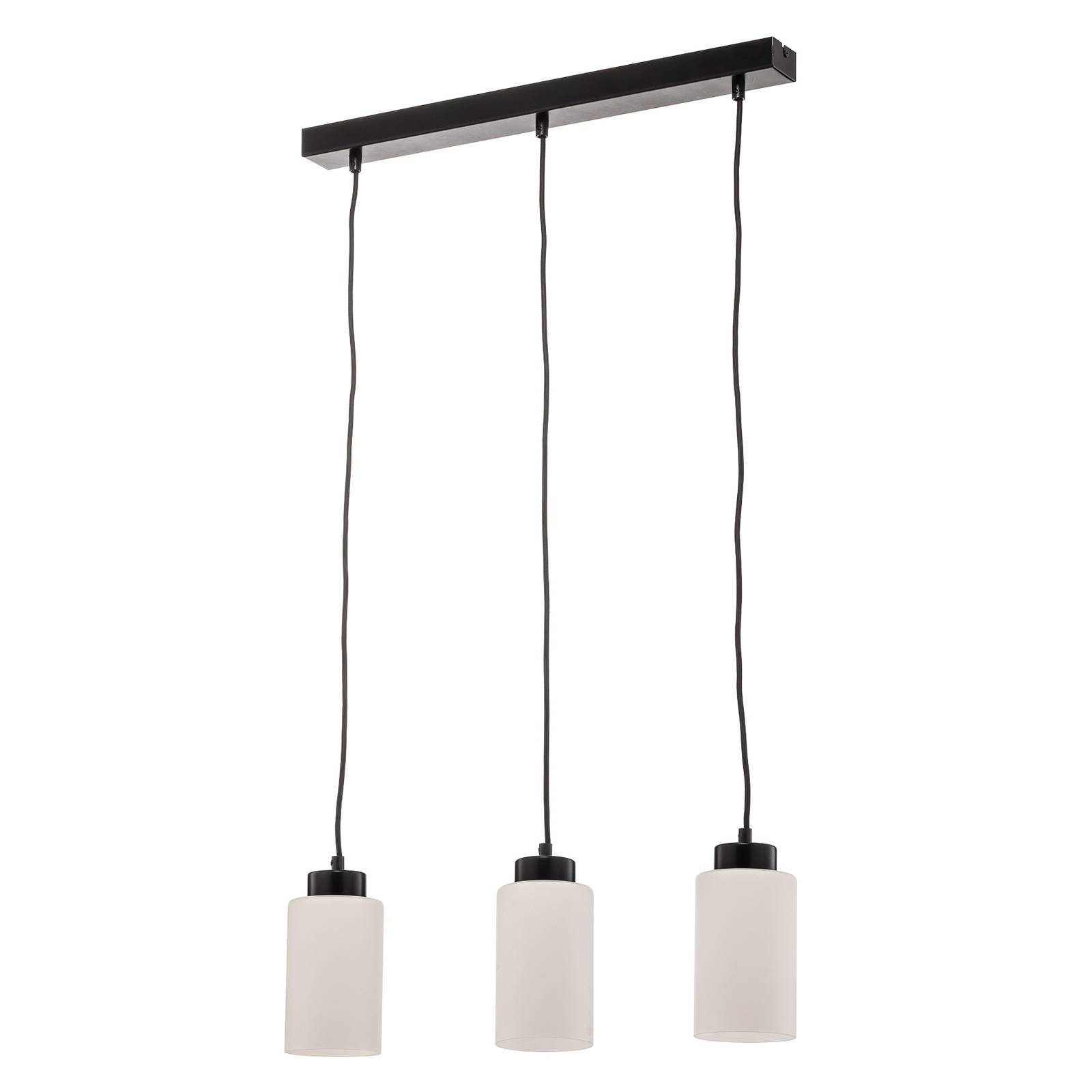 Suspension Vitrio 3 lampes allongée noir/blanc