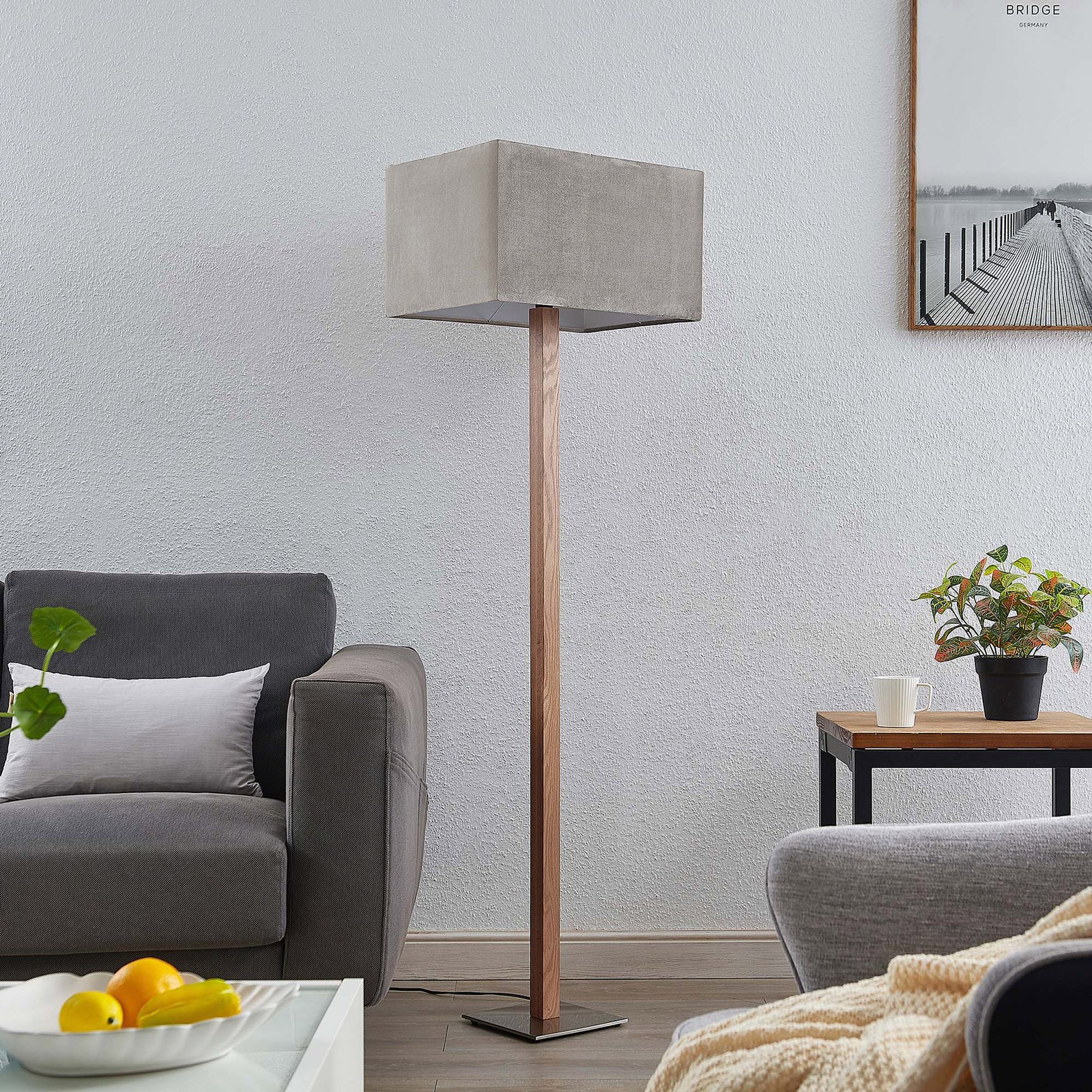 Lucande Heily floor lamp, angular, grey