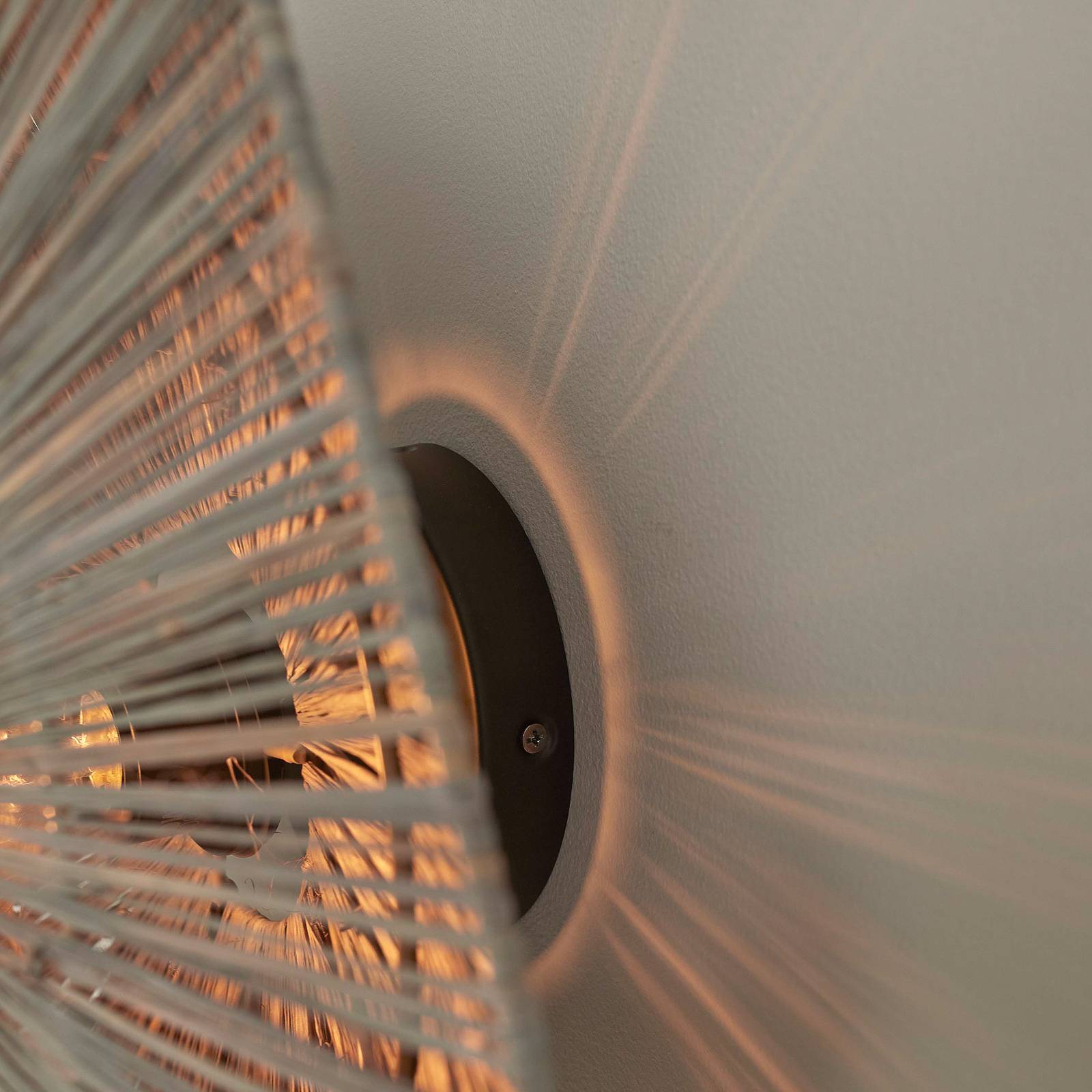 Lampa sufitowa Good & Mojo Panama, ciemnoszara, Ø 65 cm, rafia