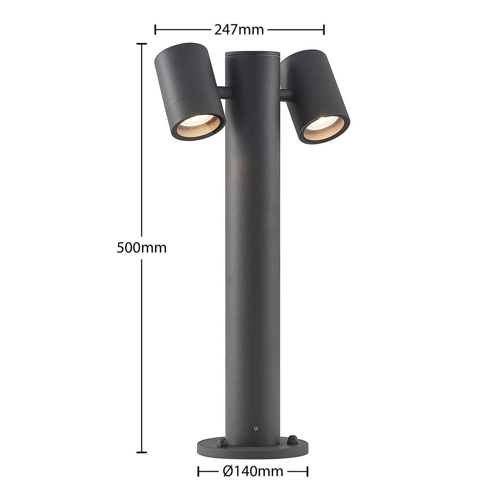 Maloney 2 Candeeiro de Jardim H50 Dark Grey - Lucande