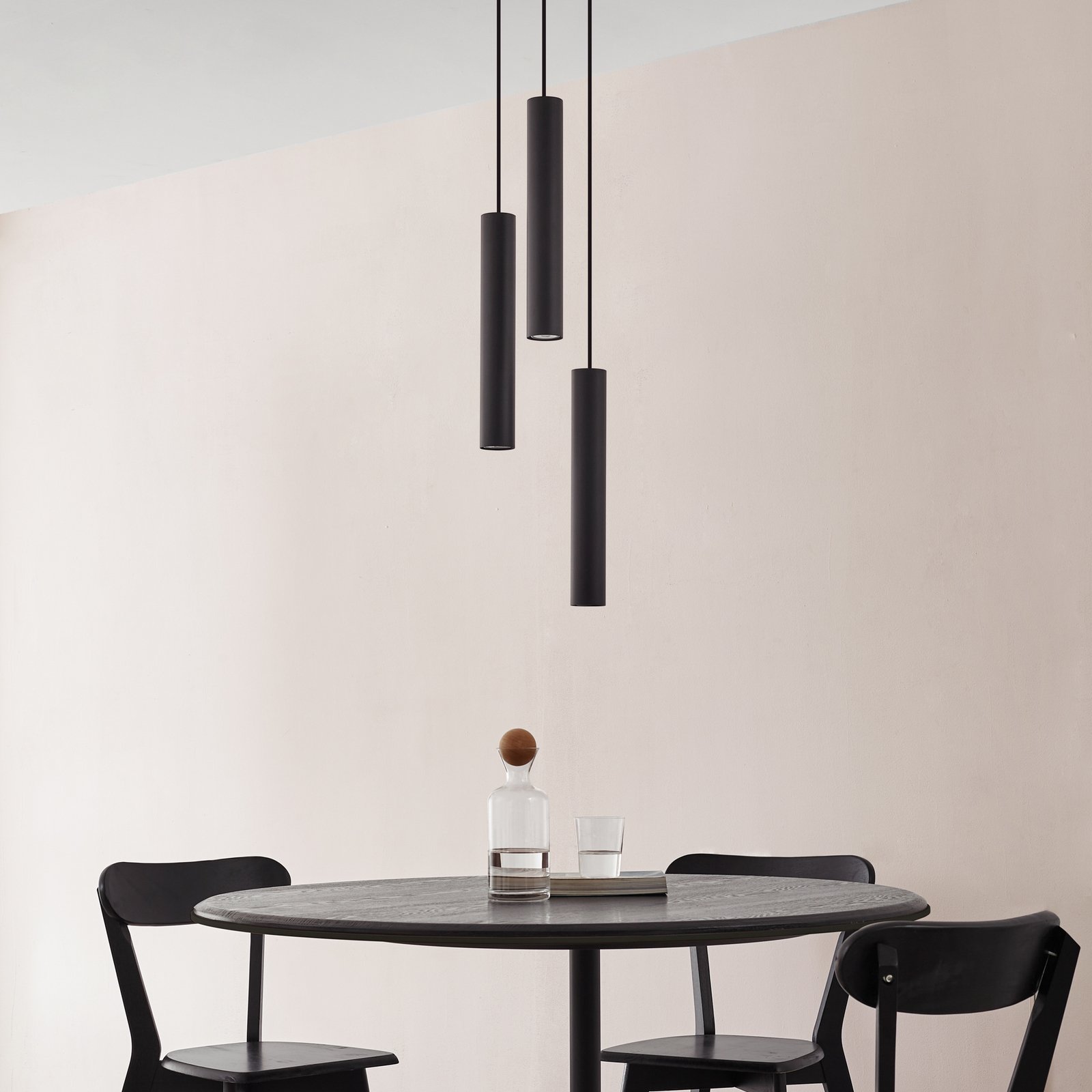 Lindby pendant light Joffrey, Ø 24 cm, black, 3-bulb, GU10