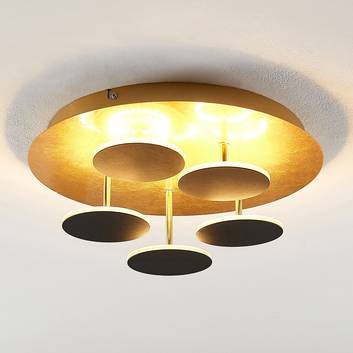 Lindby Casni LED-loftlampe, sort-guld