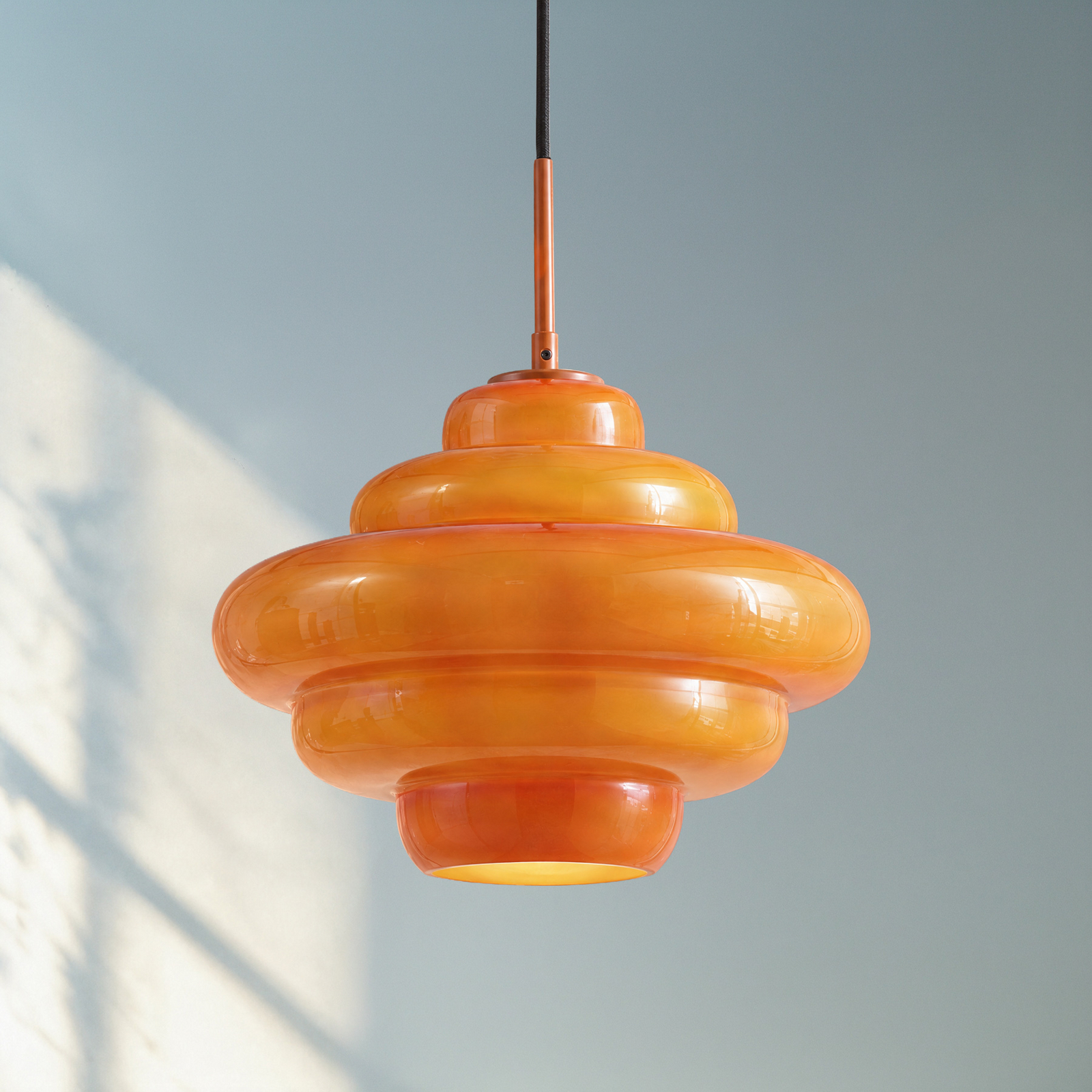 Leilani Hängeleuchte, orange, E27, Ø 35 cm, Glas - Lucande