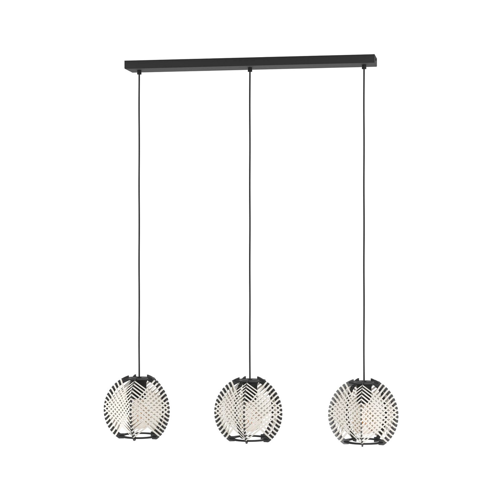 Viseća lampa Waverton, crno/bijela, dužina 92 cm, čelik/tkanina