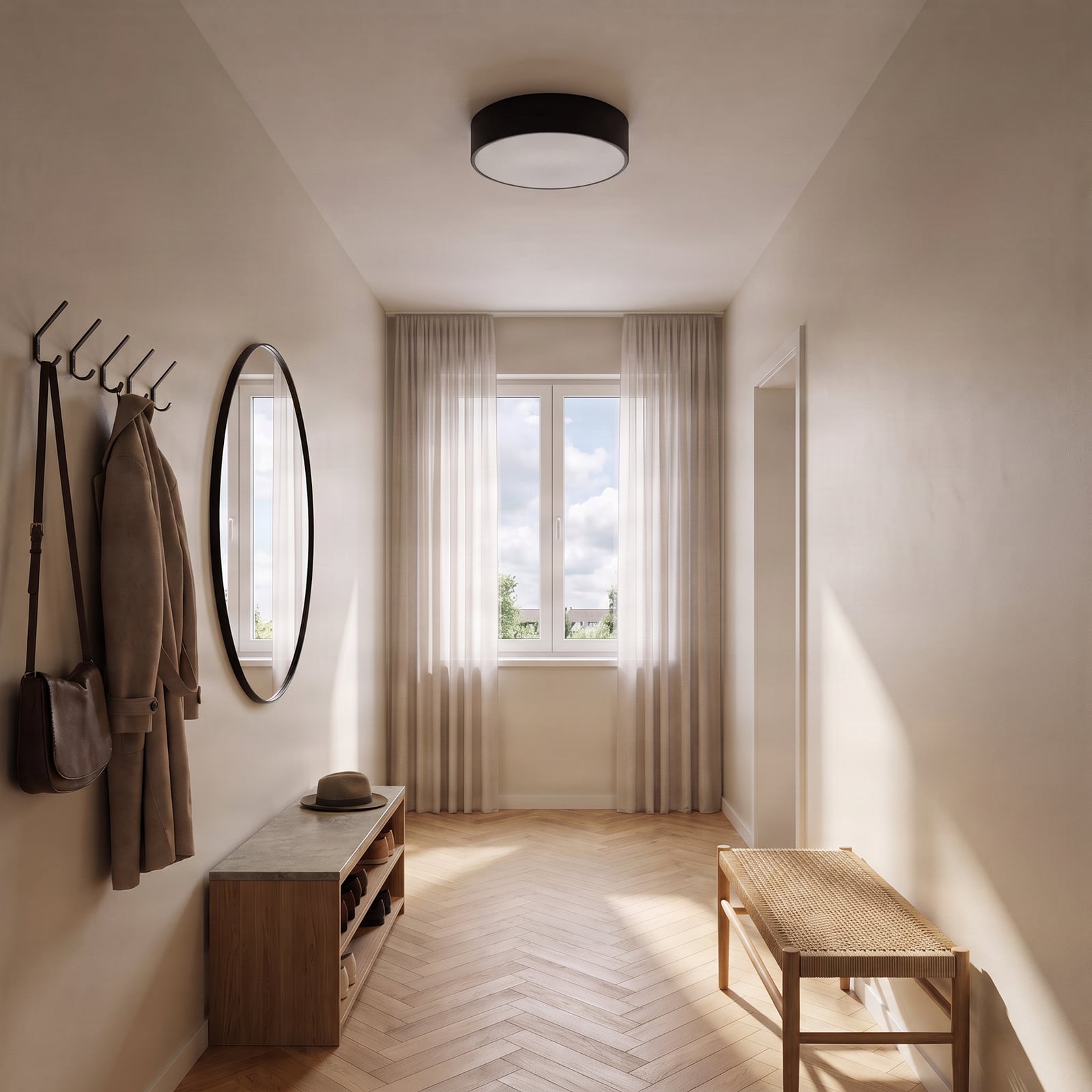 Loftlampe Cleo, Ø 30 cm, IP20, sort, metal, E27 Loftlampe Cleo, Ø 30 cm, IP20, sort, metal, E27