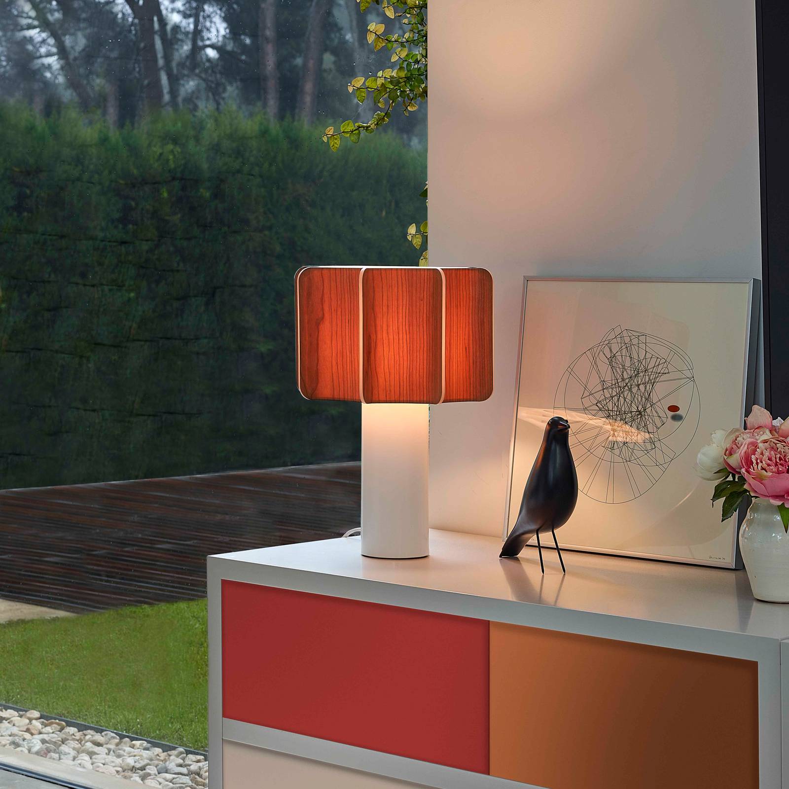 LZF Tischlampe Kactos, kirschholzfarben/weiß, Höhe 52 cm günstig online kaufen