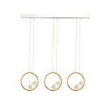 Lampada LED a sospensione 23029, oro, 105 cm, a 3 luci, metallo/vetro,