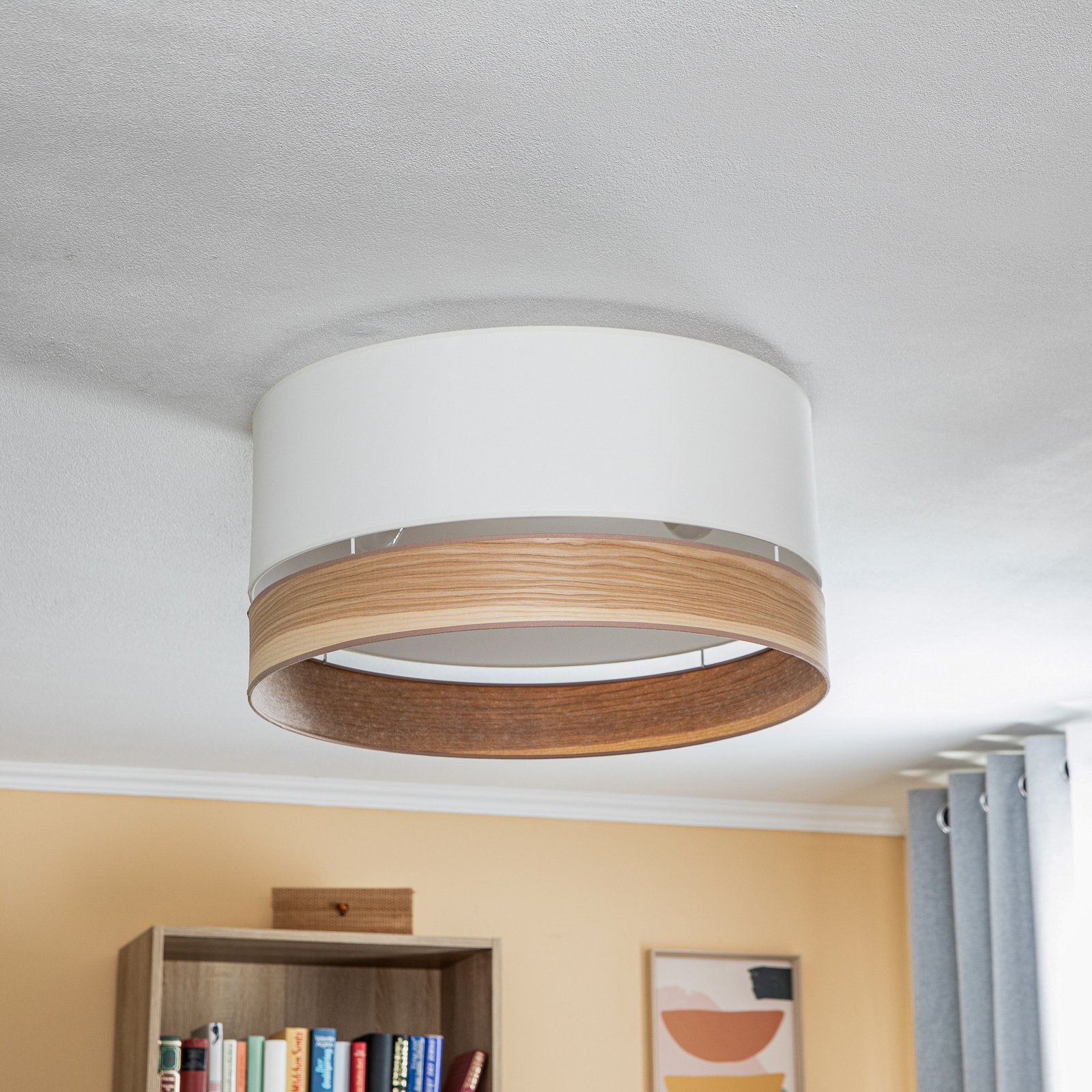 Euluna Levo ceiling light, Ø 60 cm, ash/ecru