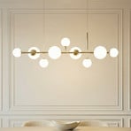 Hanglamp Dione, opaal/goud, 9-lamps
