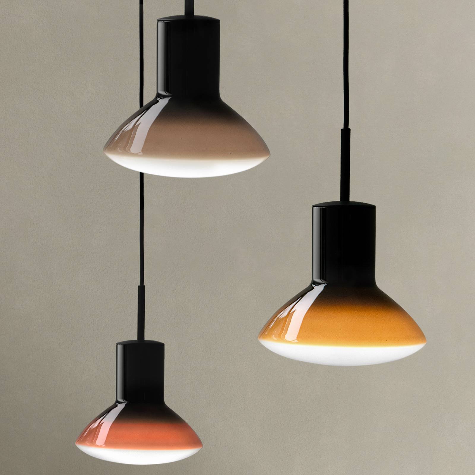 Lampa wisząca Grupa Onda, kolor brzoskwiniowy, średnica 17 cm, szkło, GU10