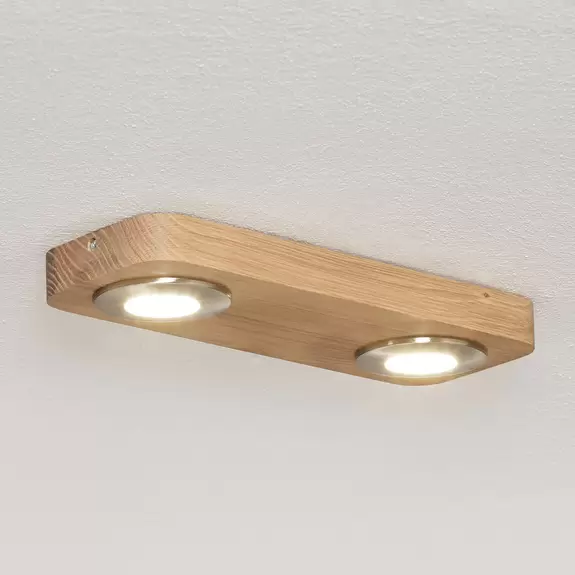 Lampenwelt LED-Deckenlampe Sunniva in natürlichem Holz-Design