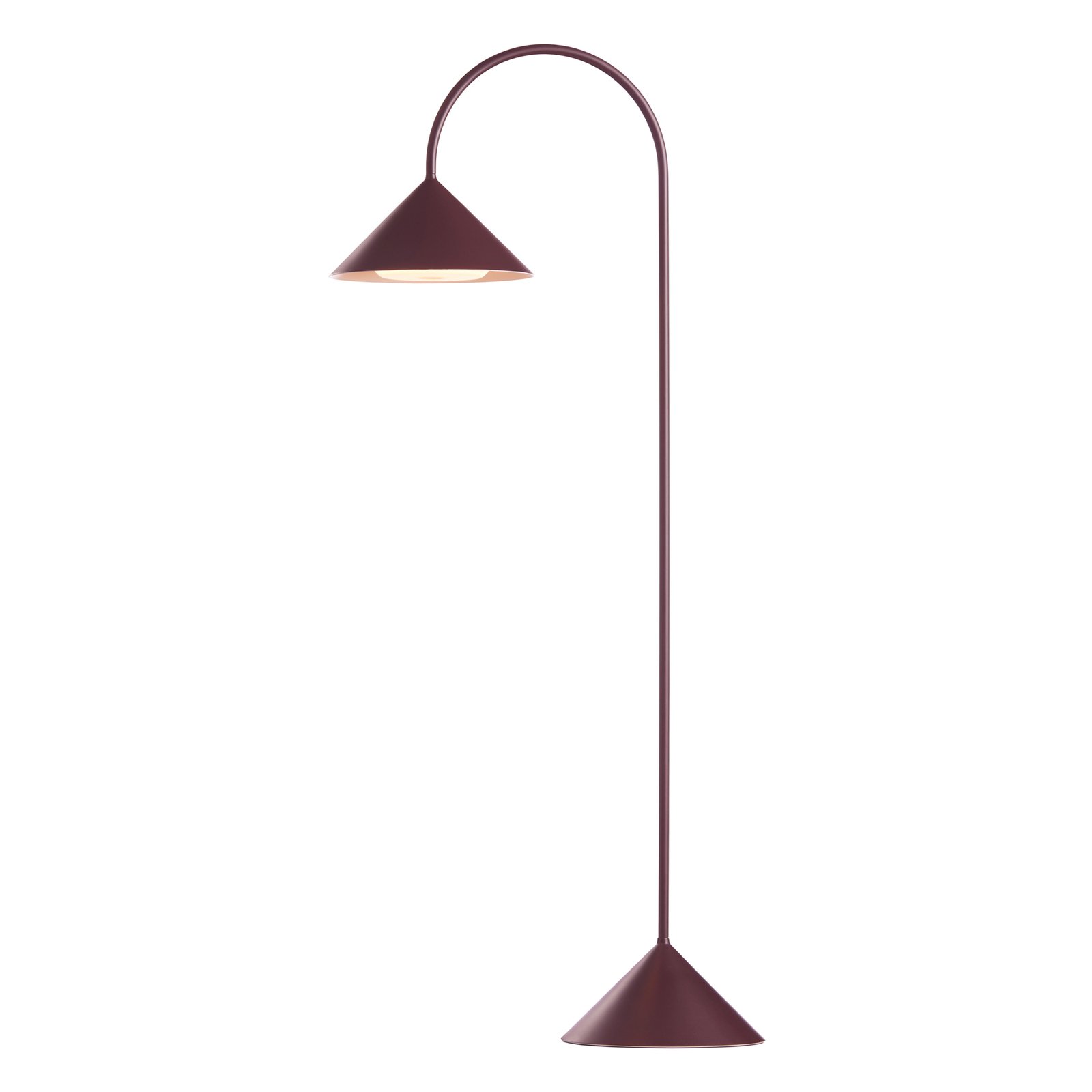 FRANDSEN LED floor lamp Grasp, dark red, height 72 cm, metal