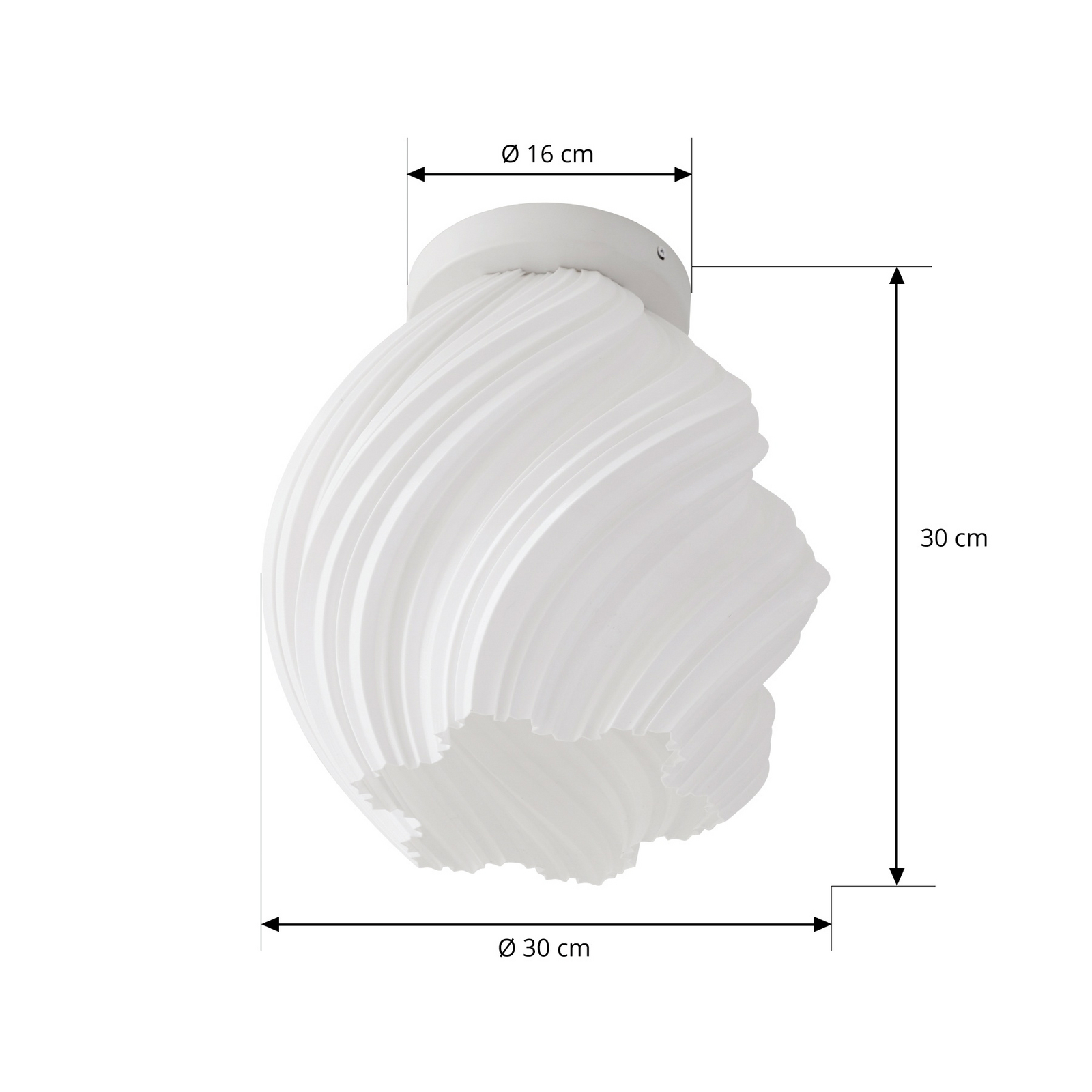 Lindby plafondlamp Nuvia, hoogte 32 cm, wit, gedraaid