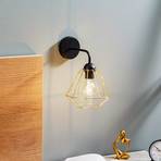 Lupo wall light, golden cage lampshade